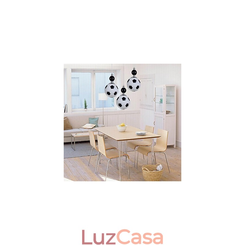 Luminária pendente redonda clássica moderna de futebol com 3 luzes