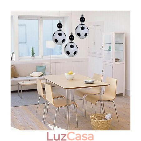 Luminária pendente redonda clássica moderna de futebol com 3 luzes