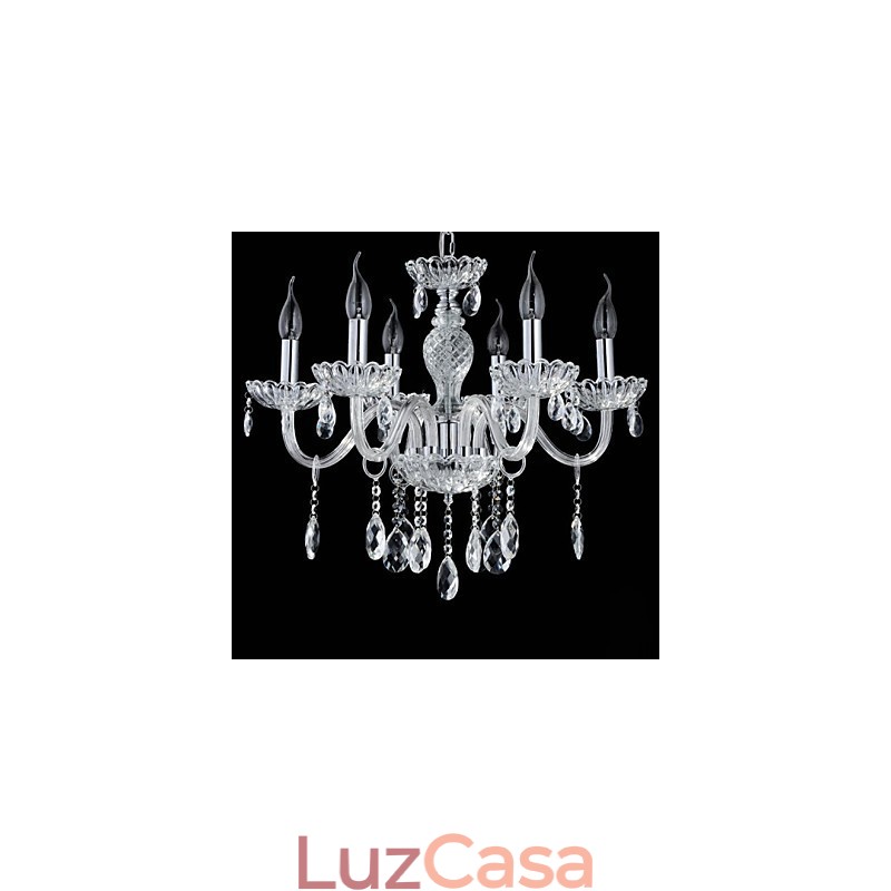 6 Luzes O estilo do palácio Lustre de vidro com lâmpada de vela