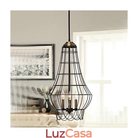 Luminária pendente de metal estilo country mini com pintura Luminária pendente de metal estilo country mini com pintura