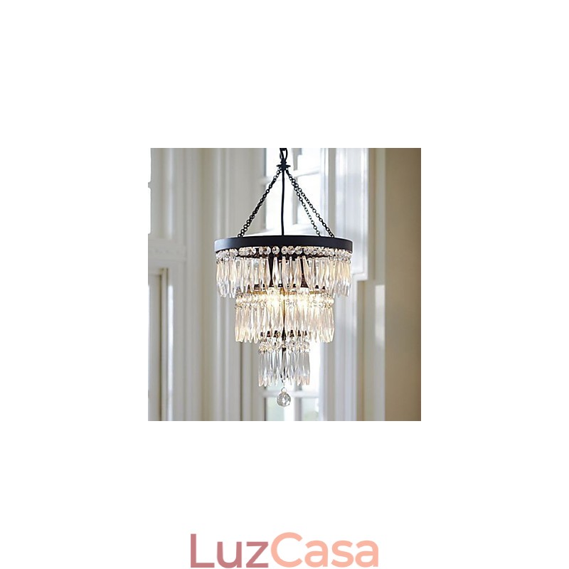 Pendente 3 Luzes Moderno Elegante Metal Cristal Pintura