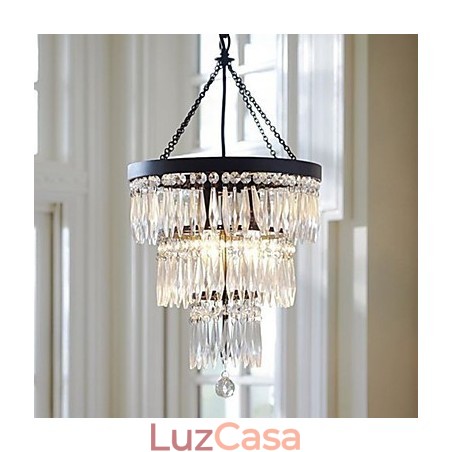 Pendente 3 Luzes Moderno Elegante Metal Cristal Pintura Pendente 3 Luzes Moderno Elegante Metal Cristal Pintura