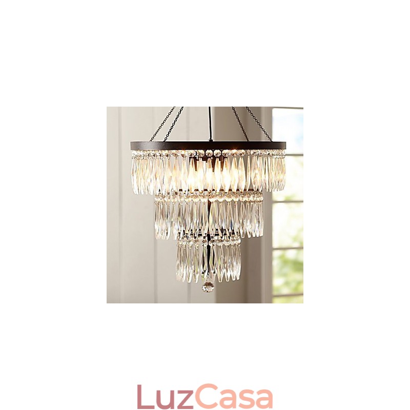 Pendente 3 Luzes Moderno Elegante Metal Cristal Pintura