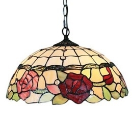 Luminária pendente com 2 luzes em cúpula com padrão rosa