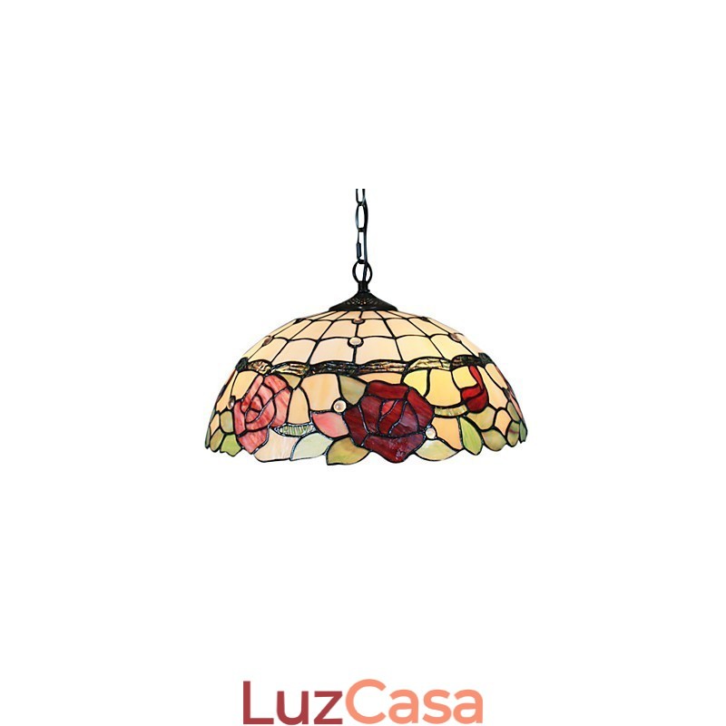 Luminária pendente com 2 luzes em cúpula com padrão rosa