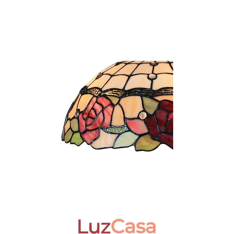 Luminária pendente com 2 luzes em cúpula com padrão rosa
