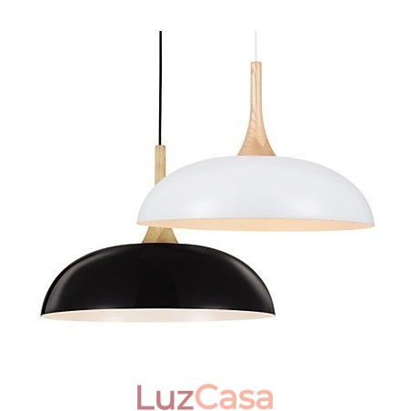 Mini Luminária Pendente Artística 1 Luz Moderna Simplicidade Acabamento Preto Branco Alumínio e Madeira Droplight Mini Luminária Pendente Artística 1 Luz Moderna Simplicidade Acabamento Preto Branco Alumínio e Madeira Droplight