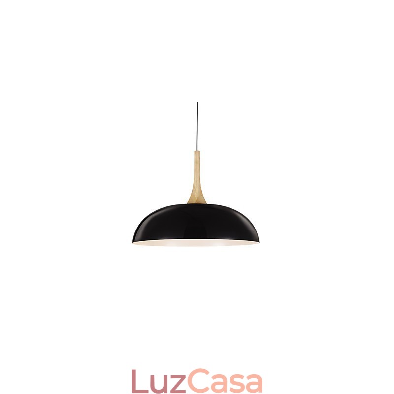 Mini Luminária Pendente Artística 1 Luz Moderna Simplicidade Acabamento Preto Branco Alumínio e Madeira Droplight