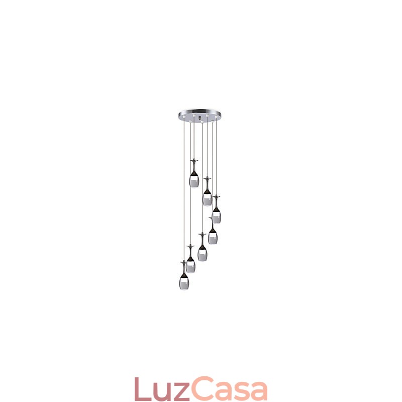 Luminária pendente moderna com 7 luzes, lâmpadas integradas e luz de escada incluída