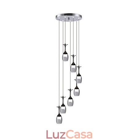 Luminária pendente moderna com 7 luzes, lâmpadas integradas e luz de escada incluída