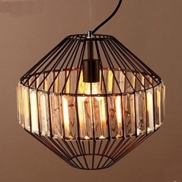 Lustre de cristal de gaiola de ferro forjado vintage Lustre