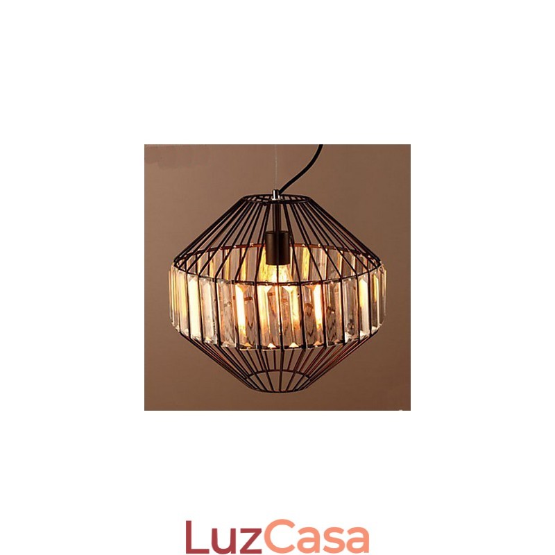 Lustre de cristal de gaiola de ferro forjado vintage Lustre