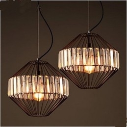 Lustre de cristal de gaiola de ferro forjado vintage Lustre