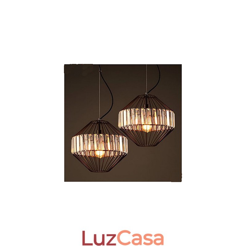 Lustre de cristal de gaiola de ferro forjado vintage Lustre