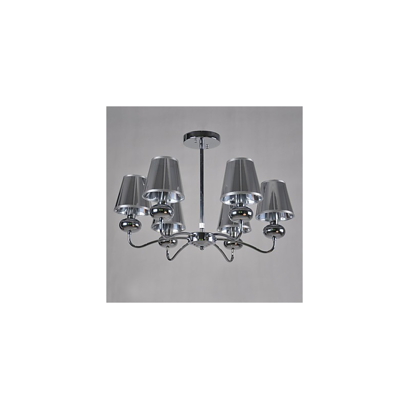 Lustre Vintage 6 Luzes Clássico Tecido Metal Pintura