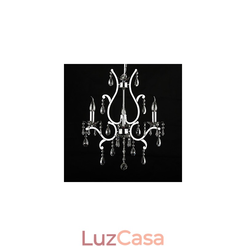 Lustre de Cristal com 3 Luzes em Metal
