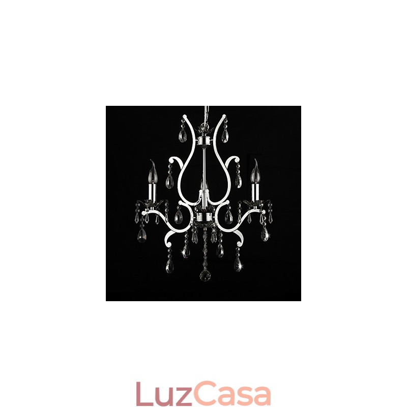 Lustre de Cristal com 3 Luzes em Metal