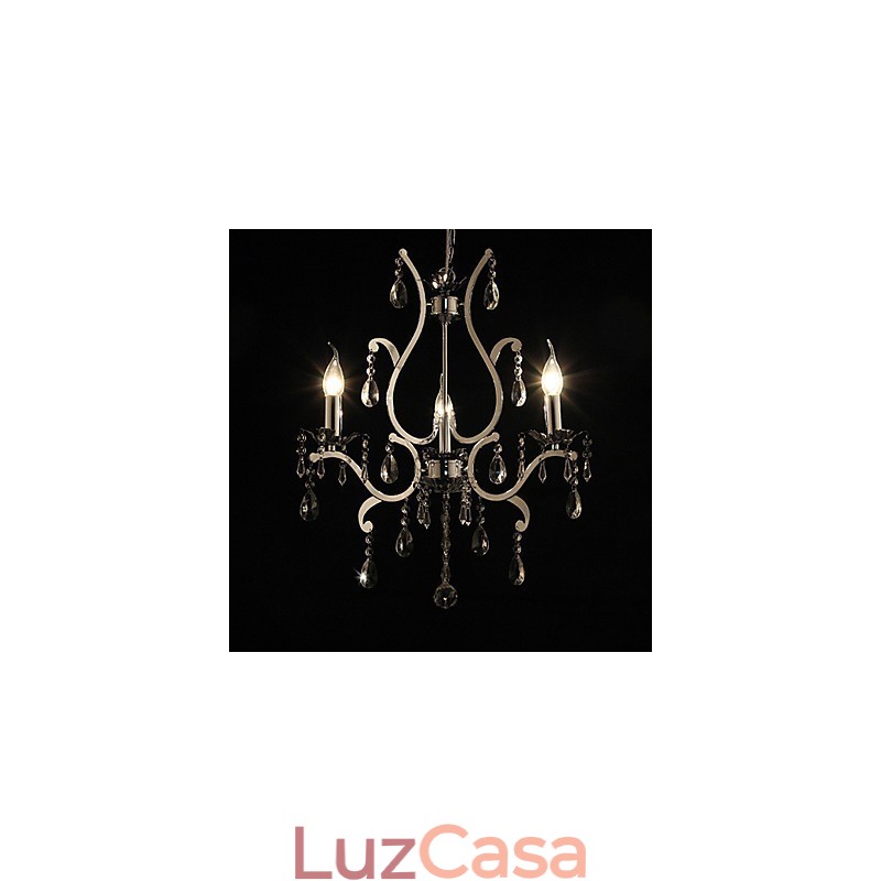Lustre de Cristal com 3 Luzes em Metal