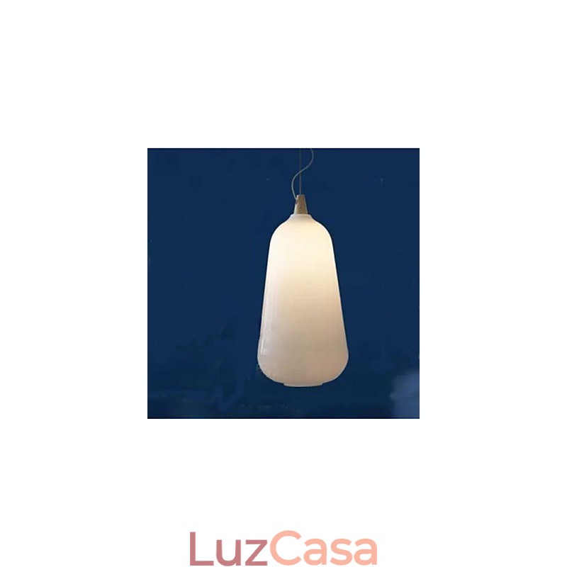 Luminária Pendente Garrafa de Vidro Branco Leite Curva Natural