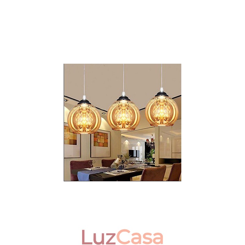 Luminária pendente de bola de vidro três