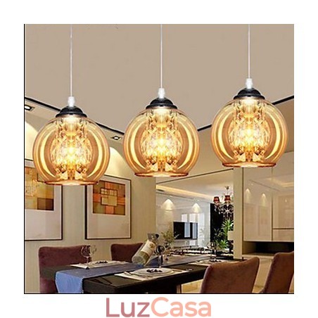 Luminária pendente de bola de vidro três Luminária pendente de bola de vidro três
