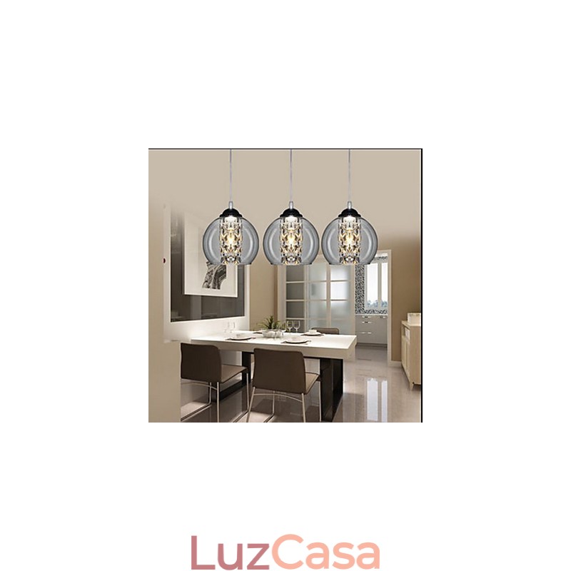 Luminária pendente de bola de vidro três