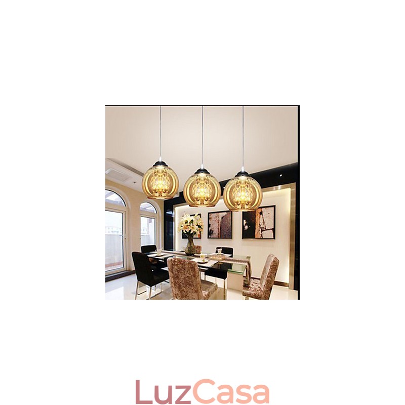 Luminária pendente de bola de vidro três