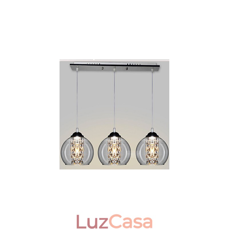 Luminária pendente de bola de vidro três
