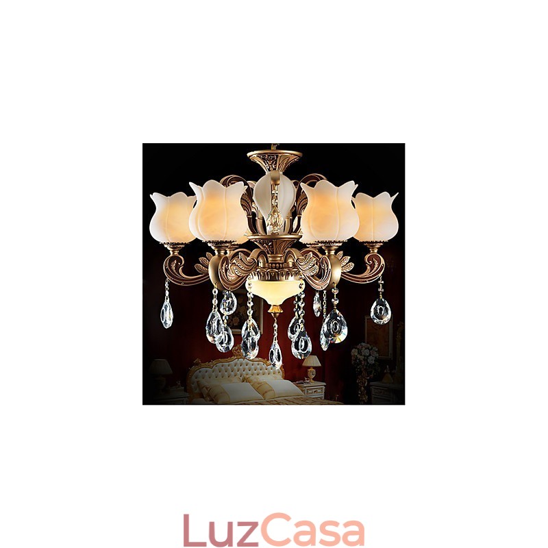Luminária pendente de cristal europeia e luminária luxuosa