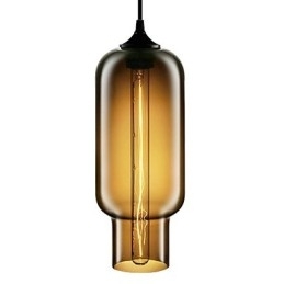 Luminária pendente moderna de vidro de 70 W com design de bolha marrom