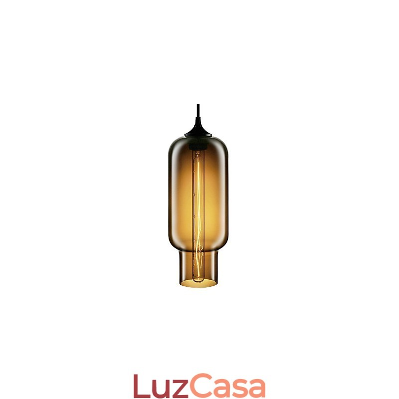 Luminária pendente moderna de vidro de 70 W com design de bolha marrom