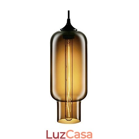 Luminária pendente moderna de vidro de 70 W com design de bolha marrom Luminária pendente moderna de vidro de 70 W com design de bolha marrom