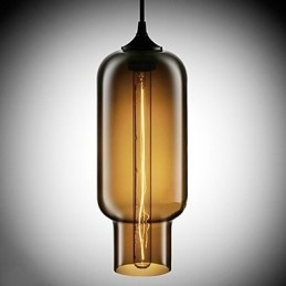 Luminária pendente moderna de vidro de 70 W com design de bolha marrom