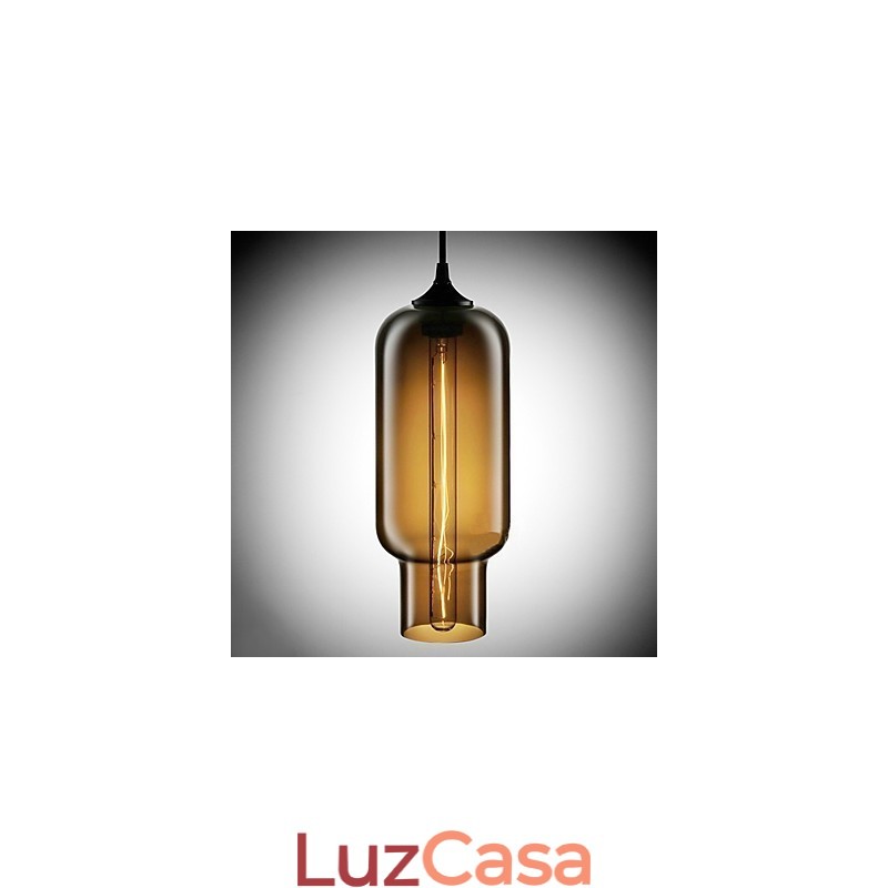 Luminária pendente moderna de vidro de 70 W com design de bolha marrom