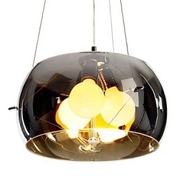 Pingente moderno e pitoresco de 3 luzes em estilo italiano com abajur transparente preto