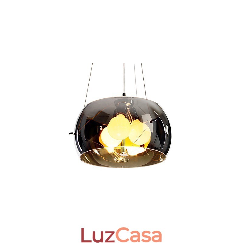 Pingente moderno e pitoresco de 3 luzes em estilo italiano com abajur transparente preto