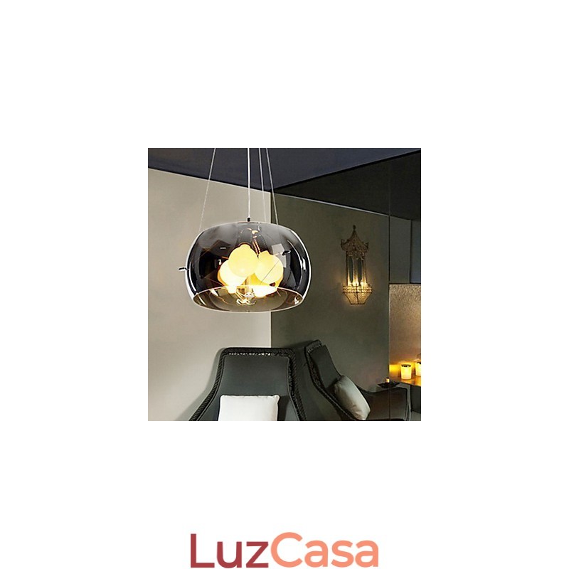 Pingente moderno e pitoresco de 3 luzes em estilo italiano com abajur transparente preto