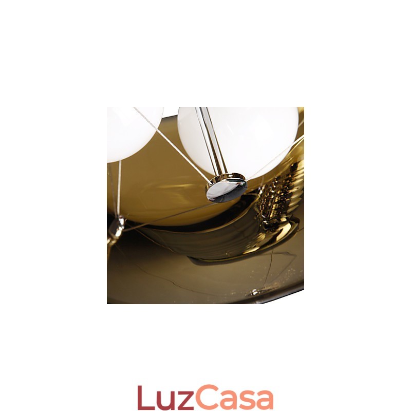 Pingente moderno e pitoresco de 3 luzes em estilo italiano com abajur transparente preto