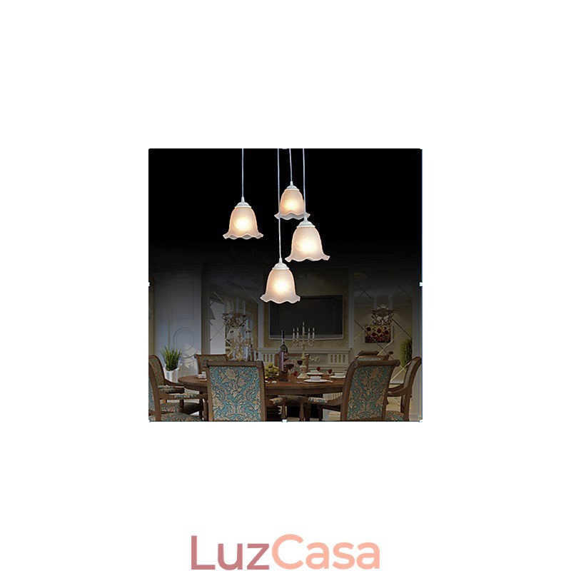 Pendente Quatro Luzes Branco Europeu Retro Clássico