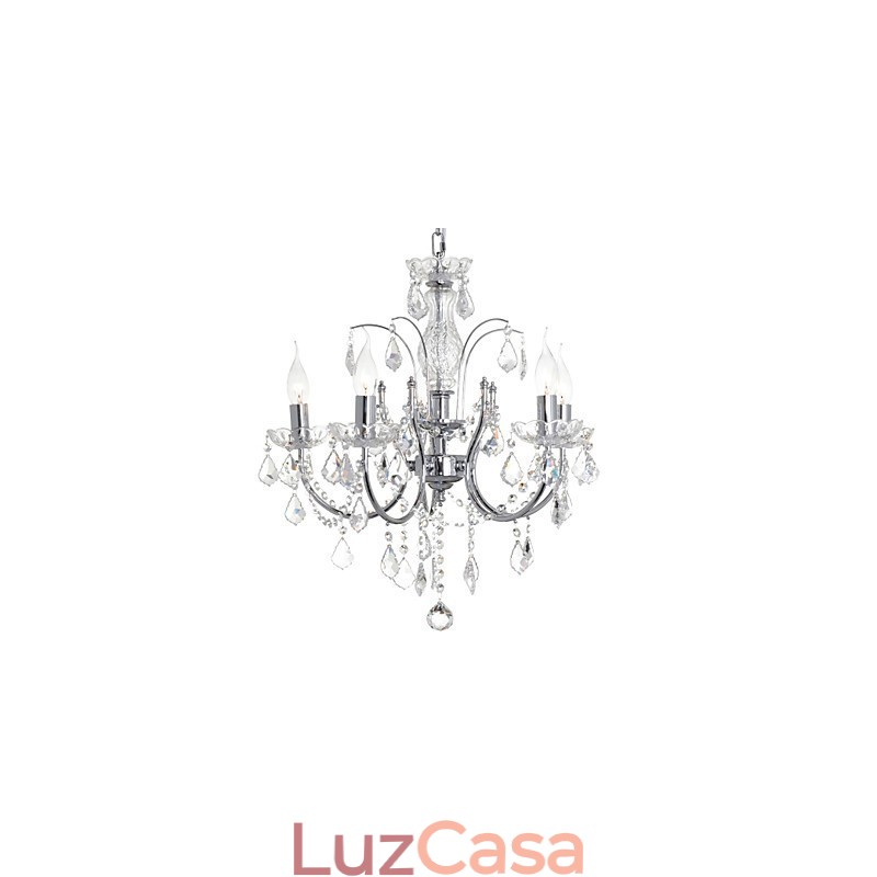 Lustre de cristal cromado clássico tradicional em metal