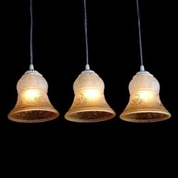 Pendente Branco Três Luzes Padrão Vidro Abajur Mão Dourado Europeu Retro Clássico