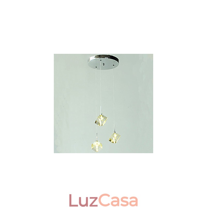 Luminária de cristal da moda com pingente de cristal de três cabeças