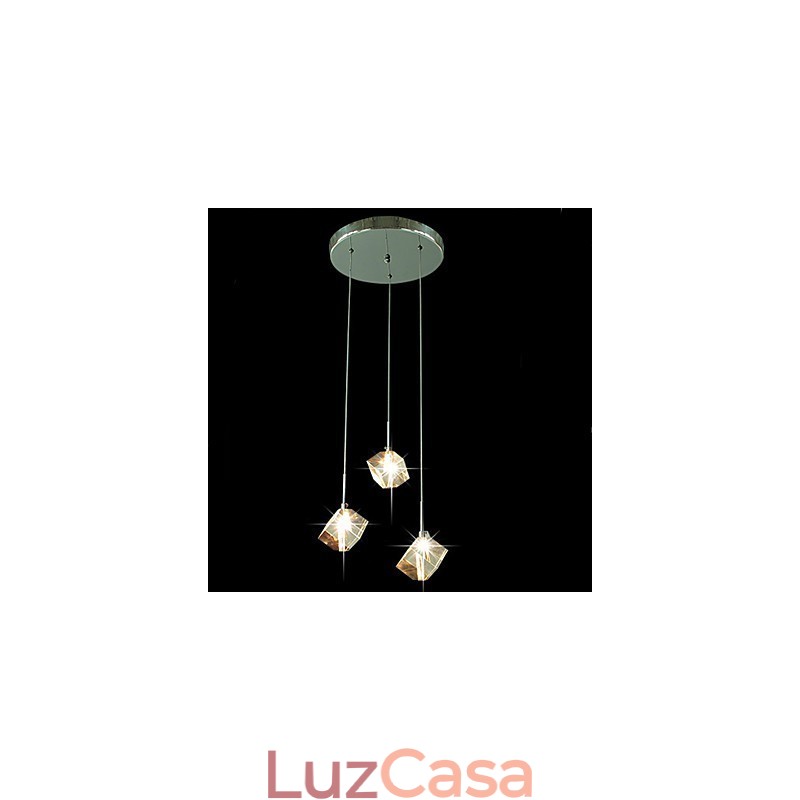 Luminária de cristal da moda com pingente de cristal de três cabeças