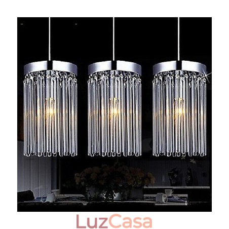 Pendente moderno de 3 luzes com haste de vidro Pendente moderno de 3 luzes com haste de vidro