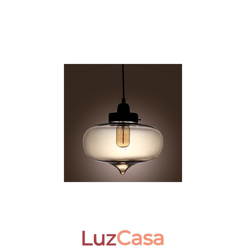 Luminária pendente de vidro transparente com design de bolha marrom
