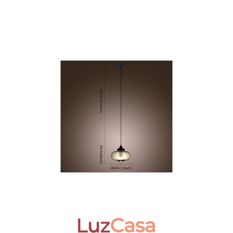 Luminária pendente de vidro transparente com design de bolha marrom