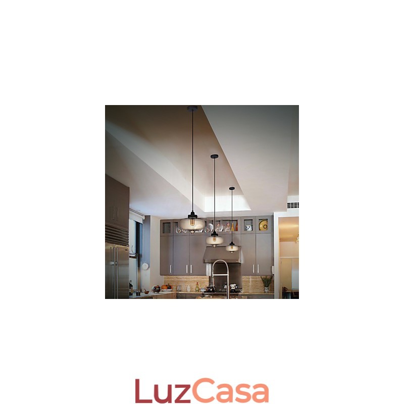 Luminária pendente de vidro transparente com design de bolha marrom