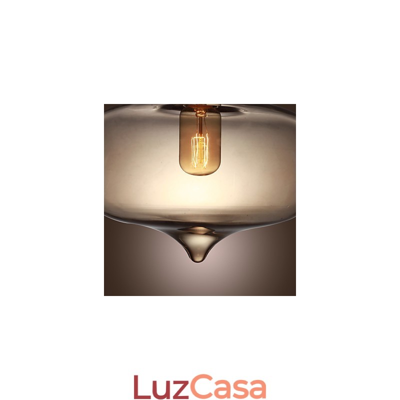 Luminária pendente de vidro transparente com design de bolha marrom