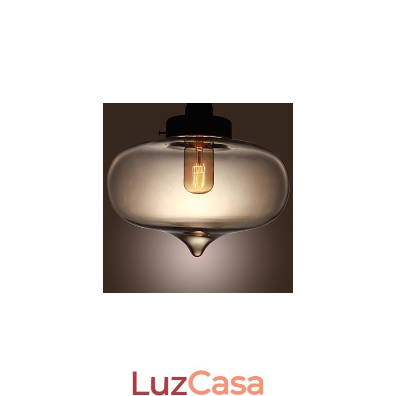 Luminária pendente de vidro transparente com design de bolha marrom