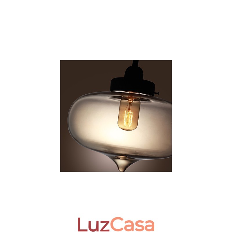 Luminária pendente de vidro transparente com design de bolha marrom